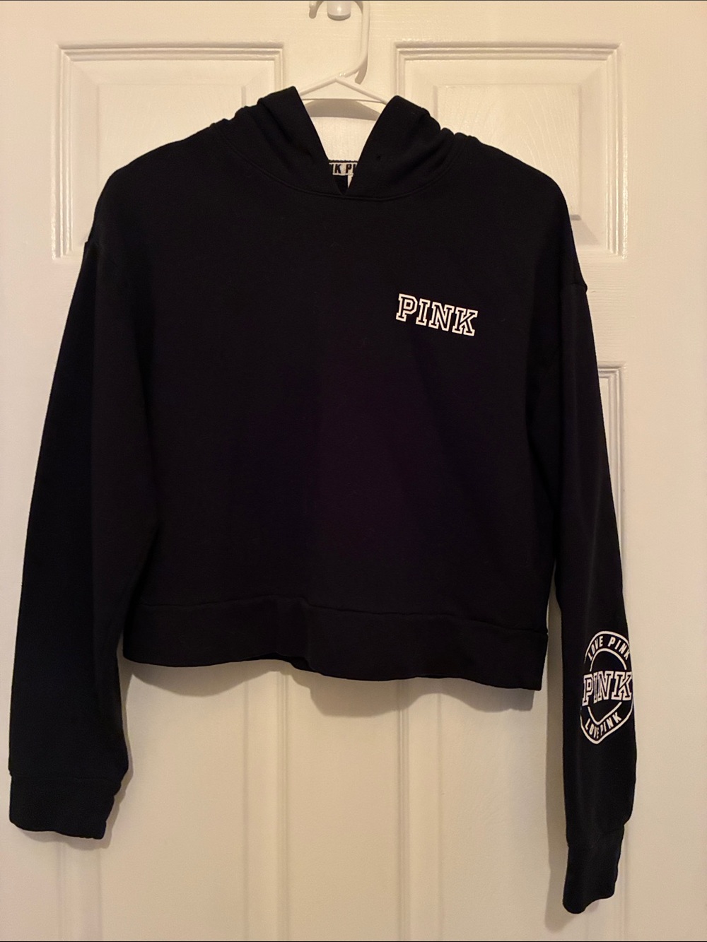 PINK Victoria's Secret Black Cropped Pullover Hoodie